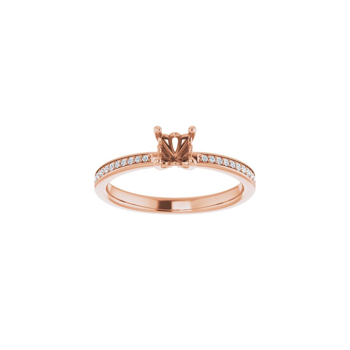Semi-Set 1/6 CTW Square Engagement Ring (4 X 4 Mm) - gallery - Series 124170
