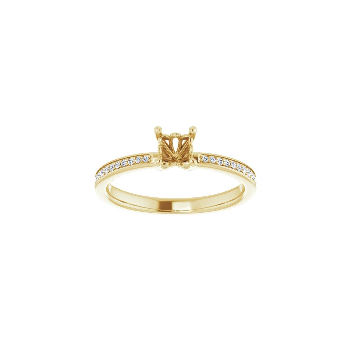 Semi-Set 1/6 CTW Square Engagement Ring (4 X 4 Mm) - gallery - Series 124170