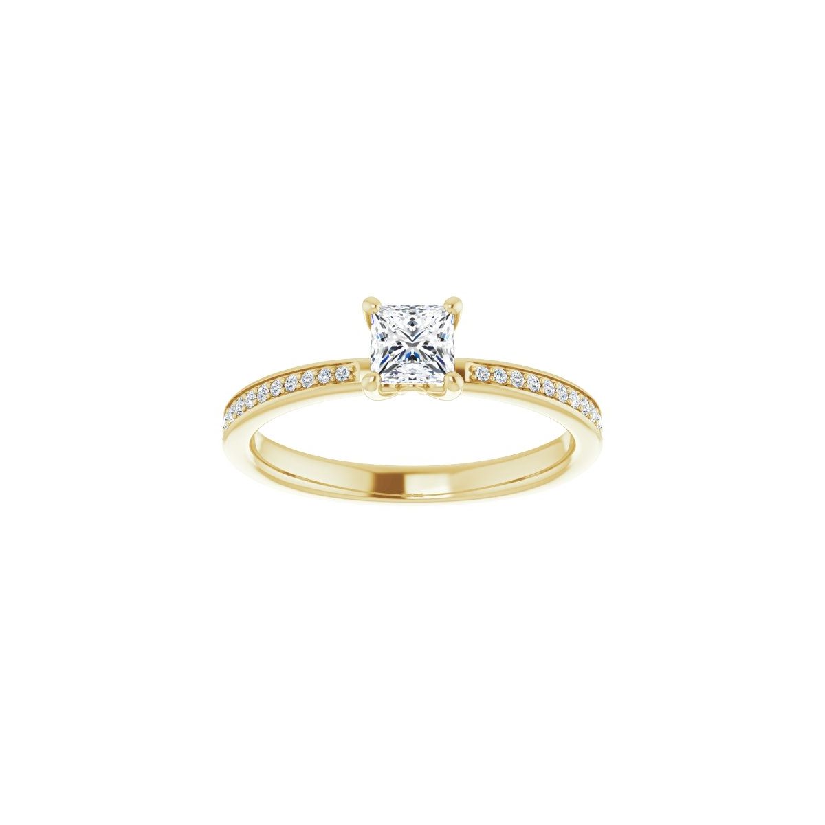 Semi-Set 1/6 CTW Square Engagement Ring (4 X 4 Mm) - gallery - Series 124170