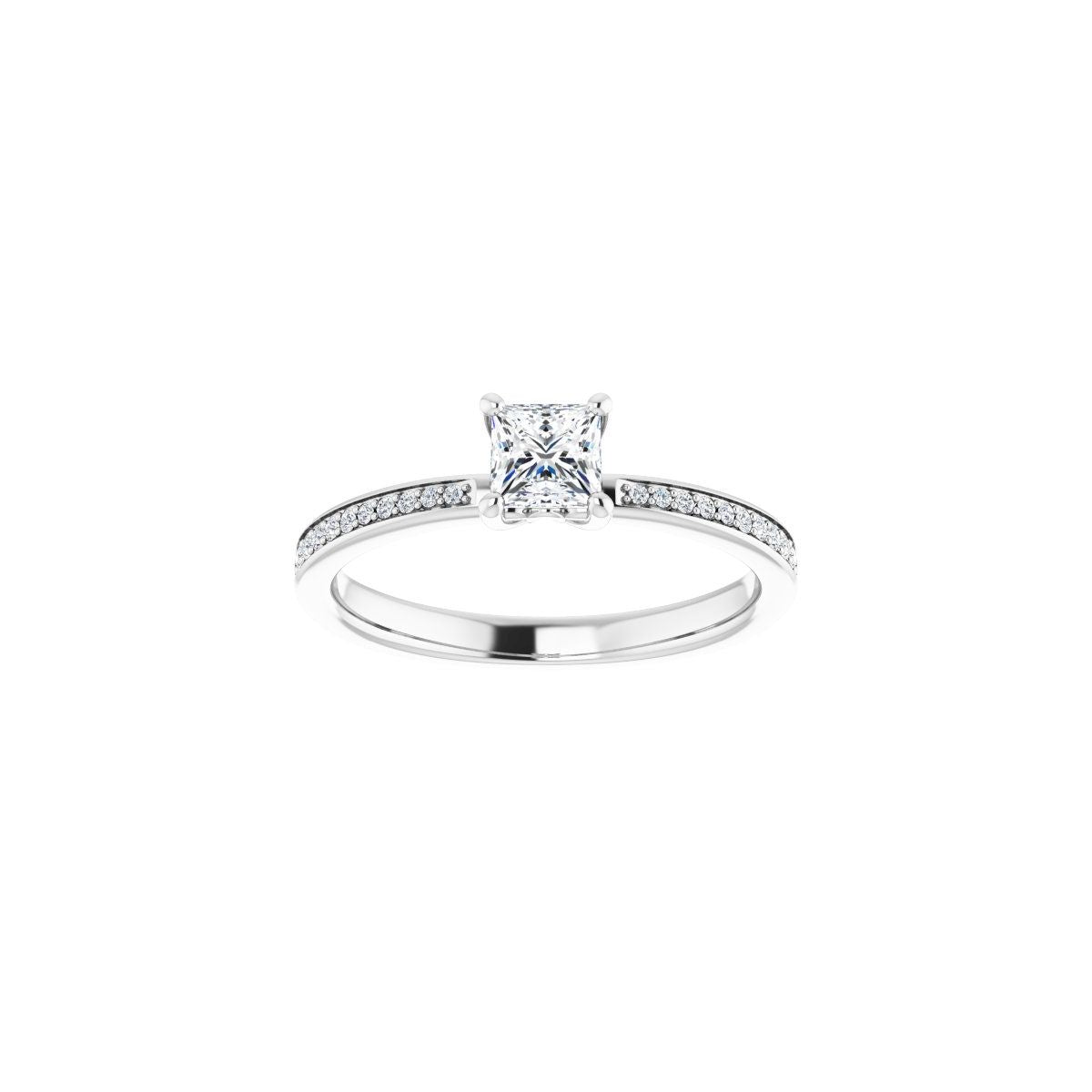 Semi-Set 1/6 CTW Square Engagement Ring (4 X 4 Mm) - gallery - Series 124170