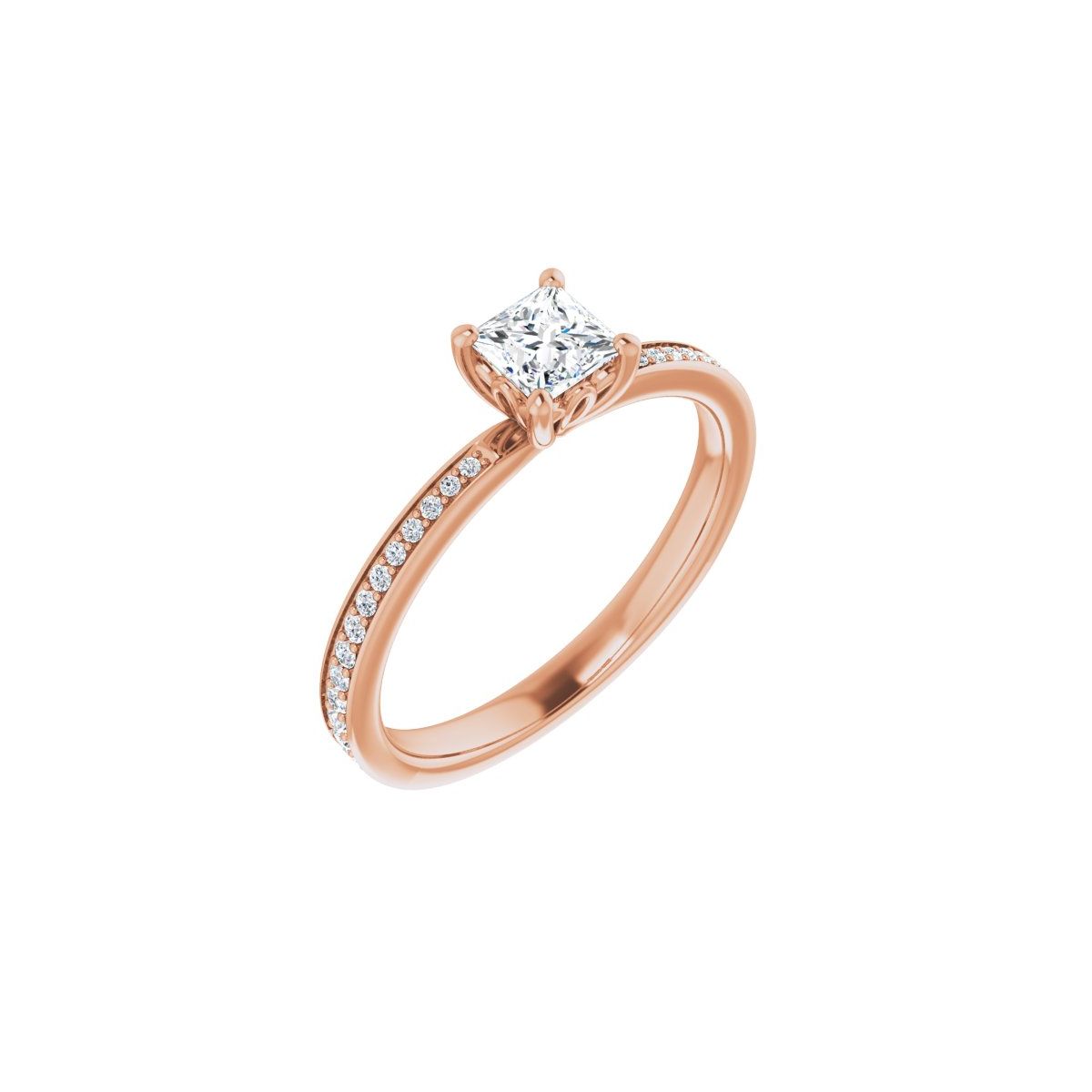 Natural Diamond Semi-Set 1/6 CTW Square Engagement Ring (4 X 4 Mm) - 14K Gold - Series 124170