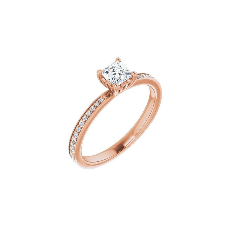 Natural Diamond Semi-Set 1/6 CTW Square Engagement Ring (4 X 4 Mm) - 14K Gold - Series 124170
