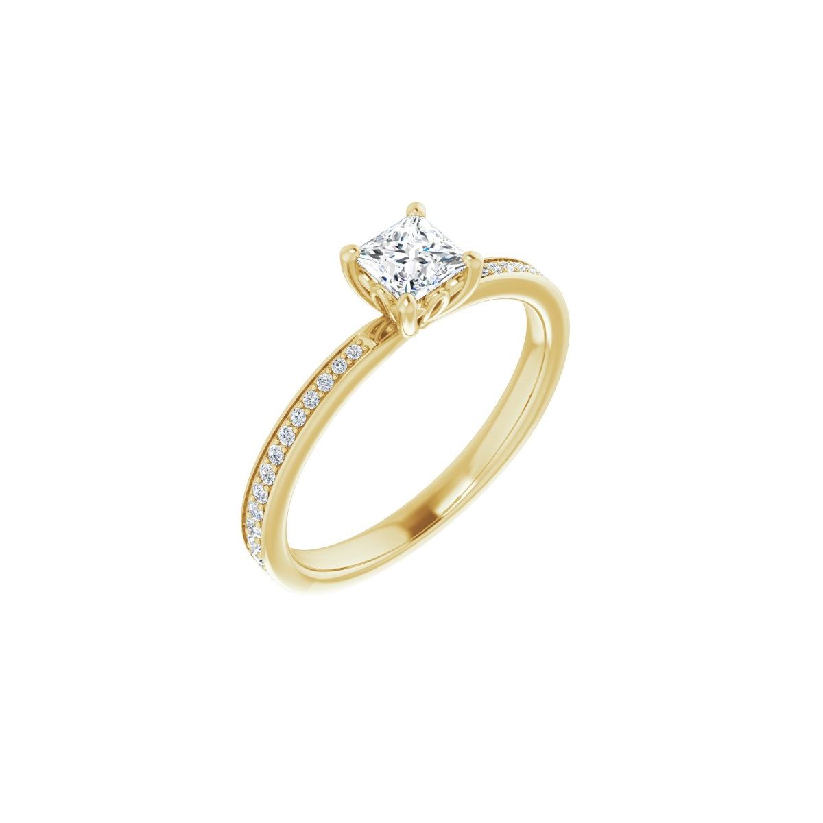 Natural Diamond Semi-Set 1/6 CTW Square Engagement Ring (4 X 4 Mm) - 14K Gold - Series 124170