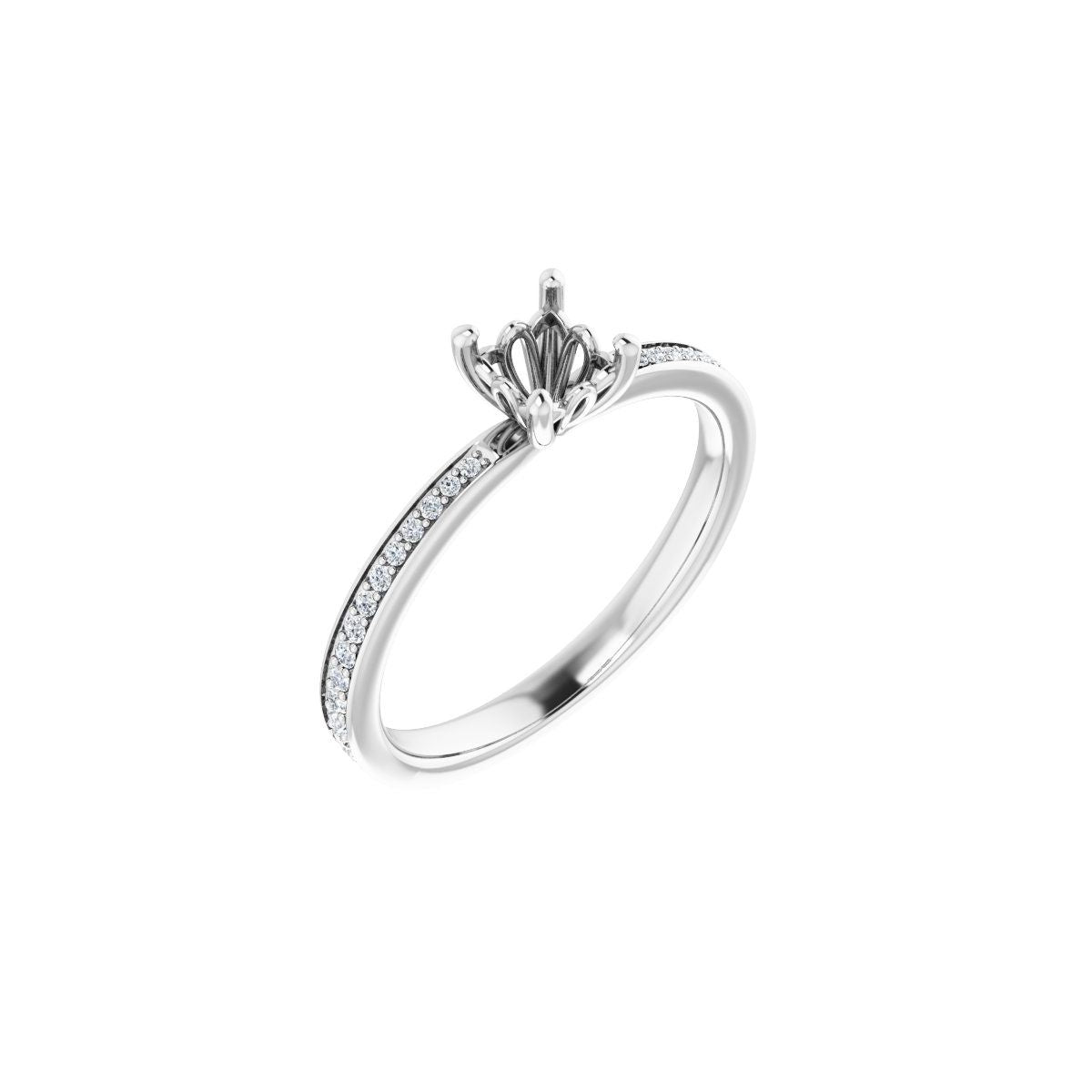 Semi-Set 1/6 CTW Square Engagement Ring (4 X 4 Mm) - gallery - Series 124170
