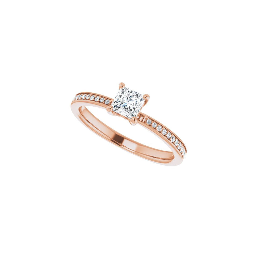Semi-Set 1/6 CTW Square Engagement Ring (4 X 4 Mm) - gallery - Series 124170