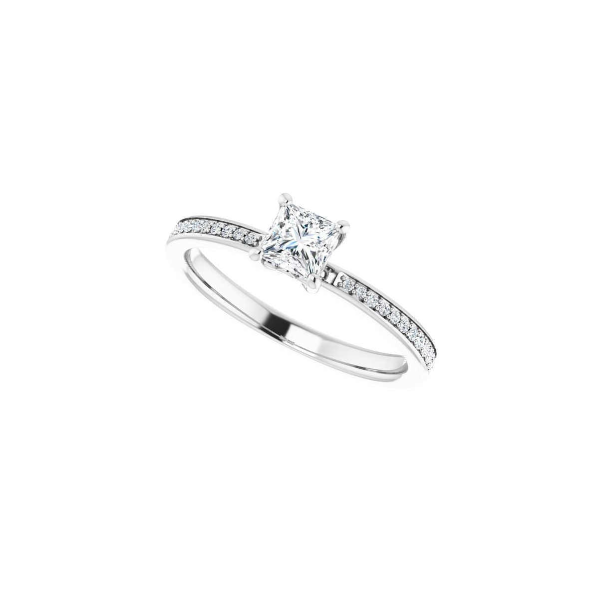 Semi-Set 1/6 CTW Square Engagement Ring (4 X 4 Mm) - gallery - Series 124170