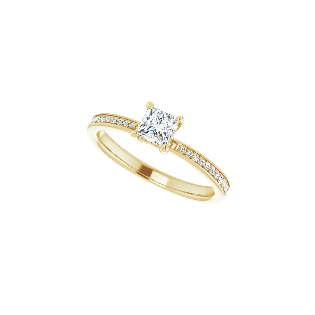 Semi-Set 1/6 CTW Square Engagement Ring (4 X 4 Mm) - gallery - Series 124170