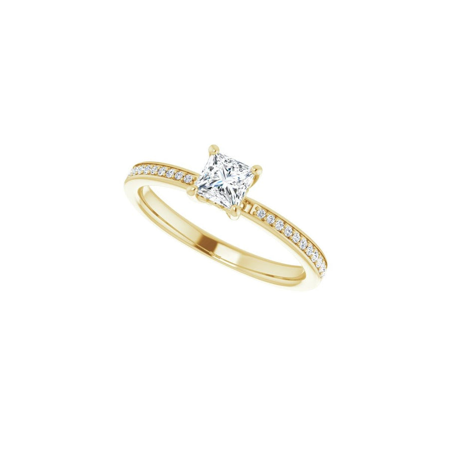 Semi-Set 1/6 CTW Square Engagement Ring (4 X 4 Mm) - gallery - Series 124170