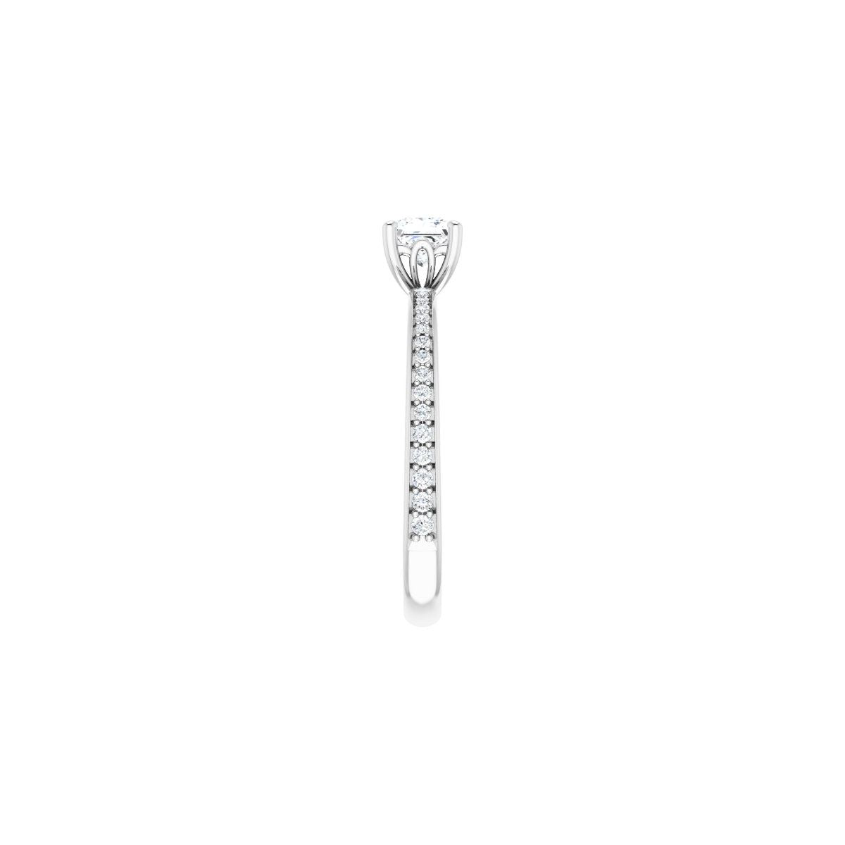 Semi-Set 1/6 CTW Square Engagement Ring (4 X 4 Mm) - gallery - Series 124170