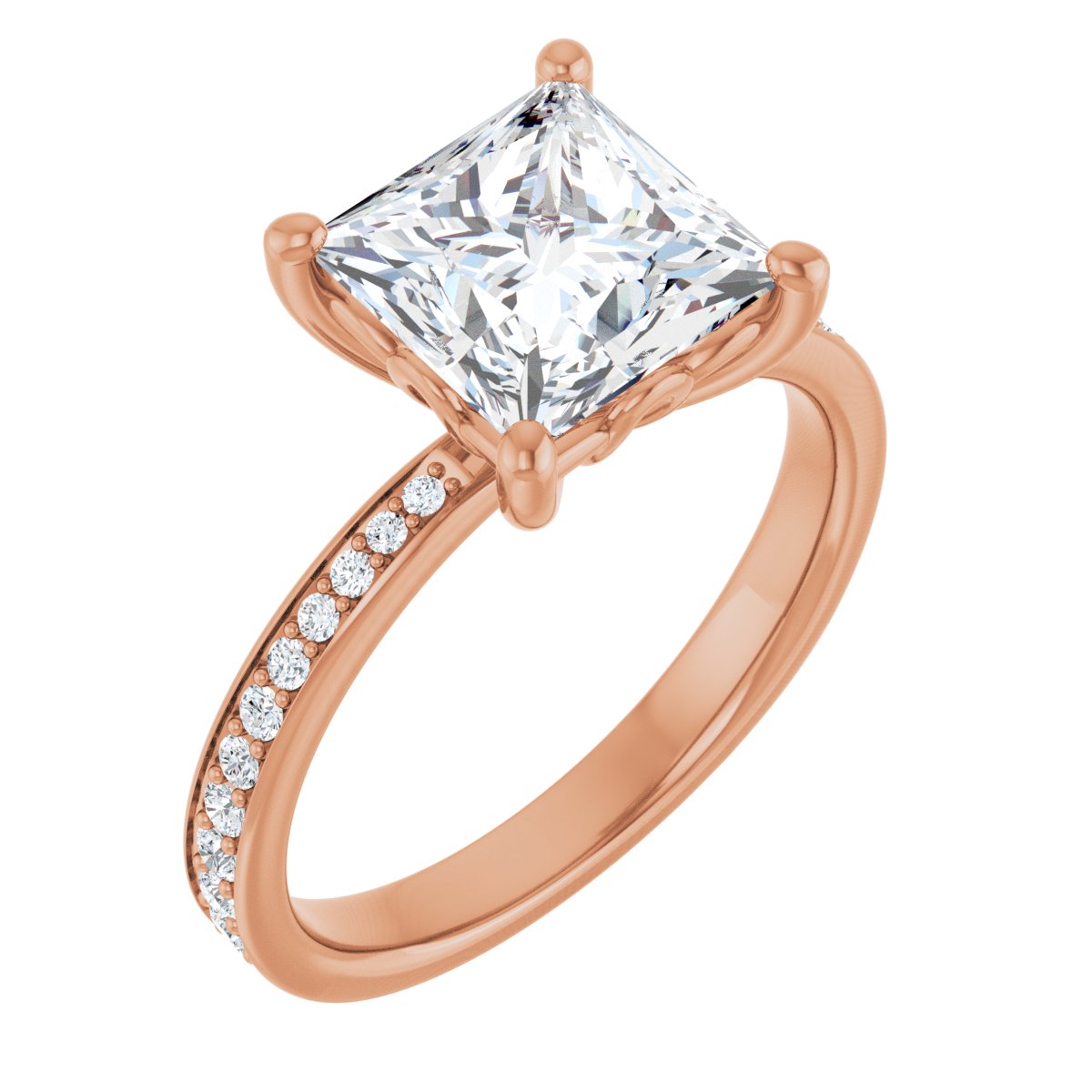 Natural Diamond Semi-Set 1/4 CTW Square Engagement Ring (7.5 X 7.5 Mm) - 14K Gold - Series 124170