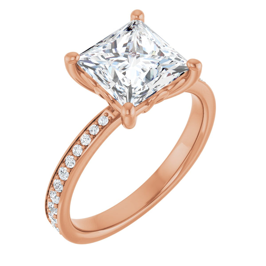 Natural Diamond Semi-Set 1/4 CTW Square Engagement Ring (7.5 X 7.5 Mm) - 14K Gold - Series 124170