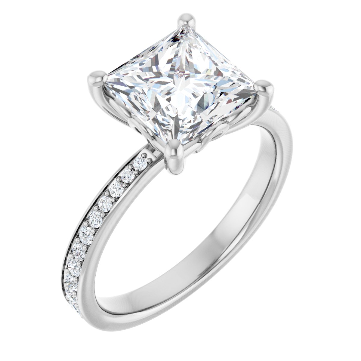 Natural Diamond Semi-Set 1/4 CTW Square Engagement Ring (7.5 X 7.5 Mm) - 14K Gold - Series 124170