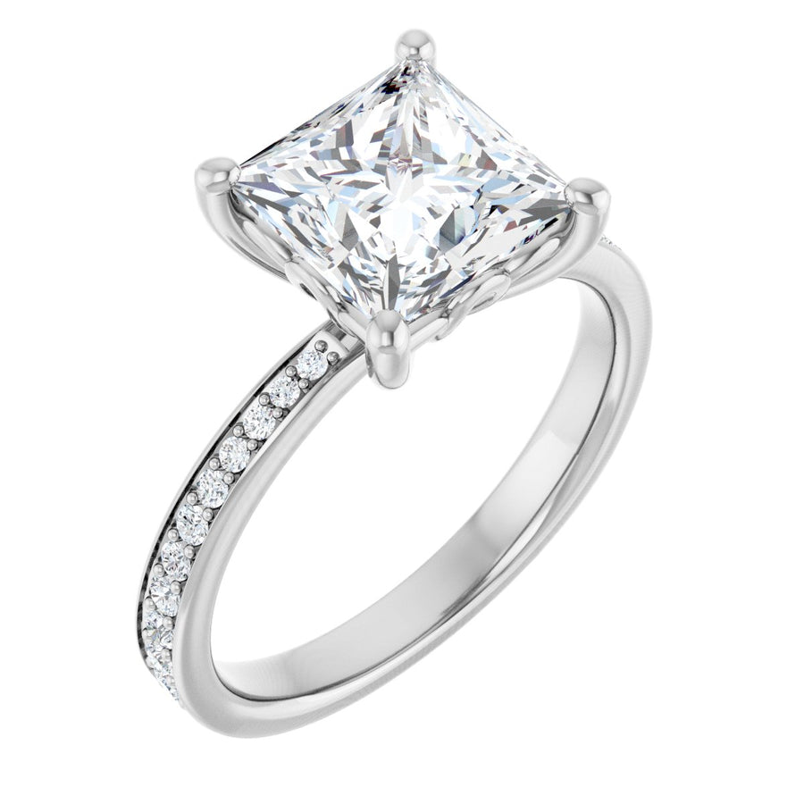 Natural Diamond Semi-Set 1/4 CTW Square Engagement Ring (7.5 X 7.5 Mm) - 14K Gold - Series 124170
