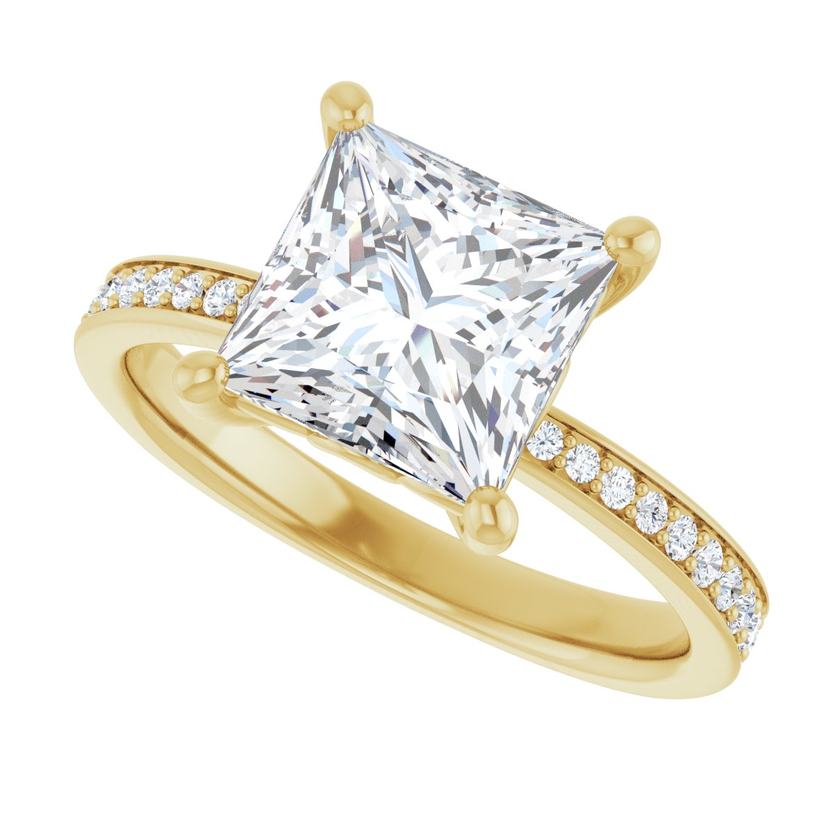 Semi-Set 1/4 CTW Square Engagement Ring (7.5 X 7.5 Mm) - gallery - Series 124170