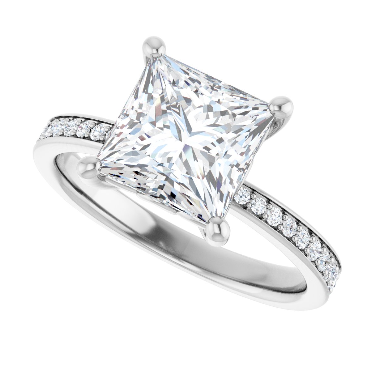 Semi-Set 1/4 CTW Square Engagement Ring (7.5 X 7.5 Mm) - gallery - Series 124170