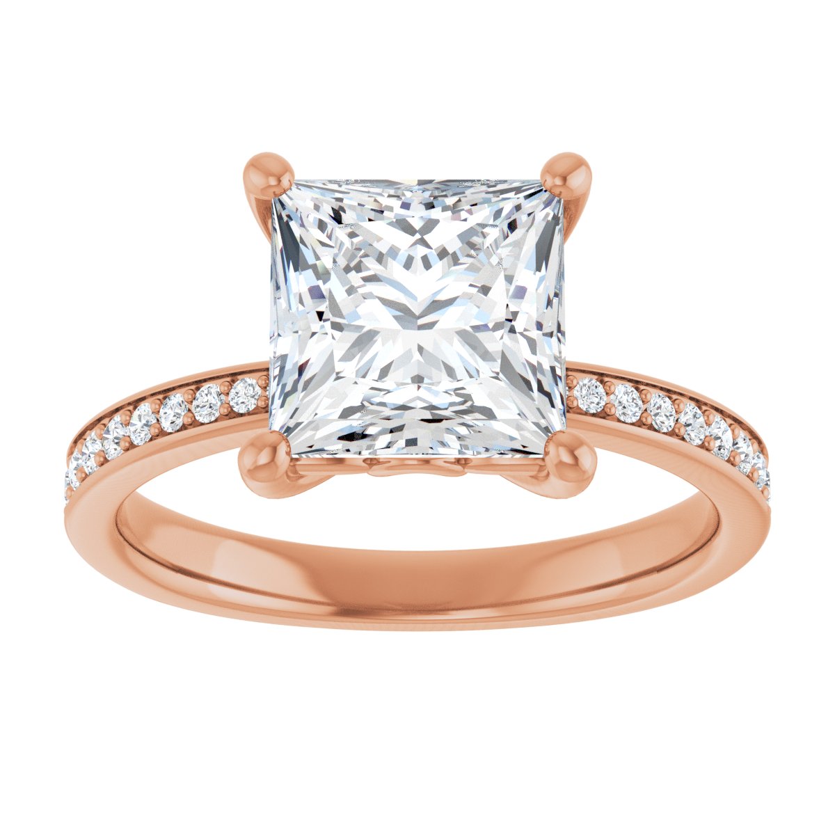 Semi-Set 1/4 CTW Square Engagement Ring (7.5 X 7.5 Mm) - gallery - Series 124170