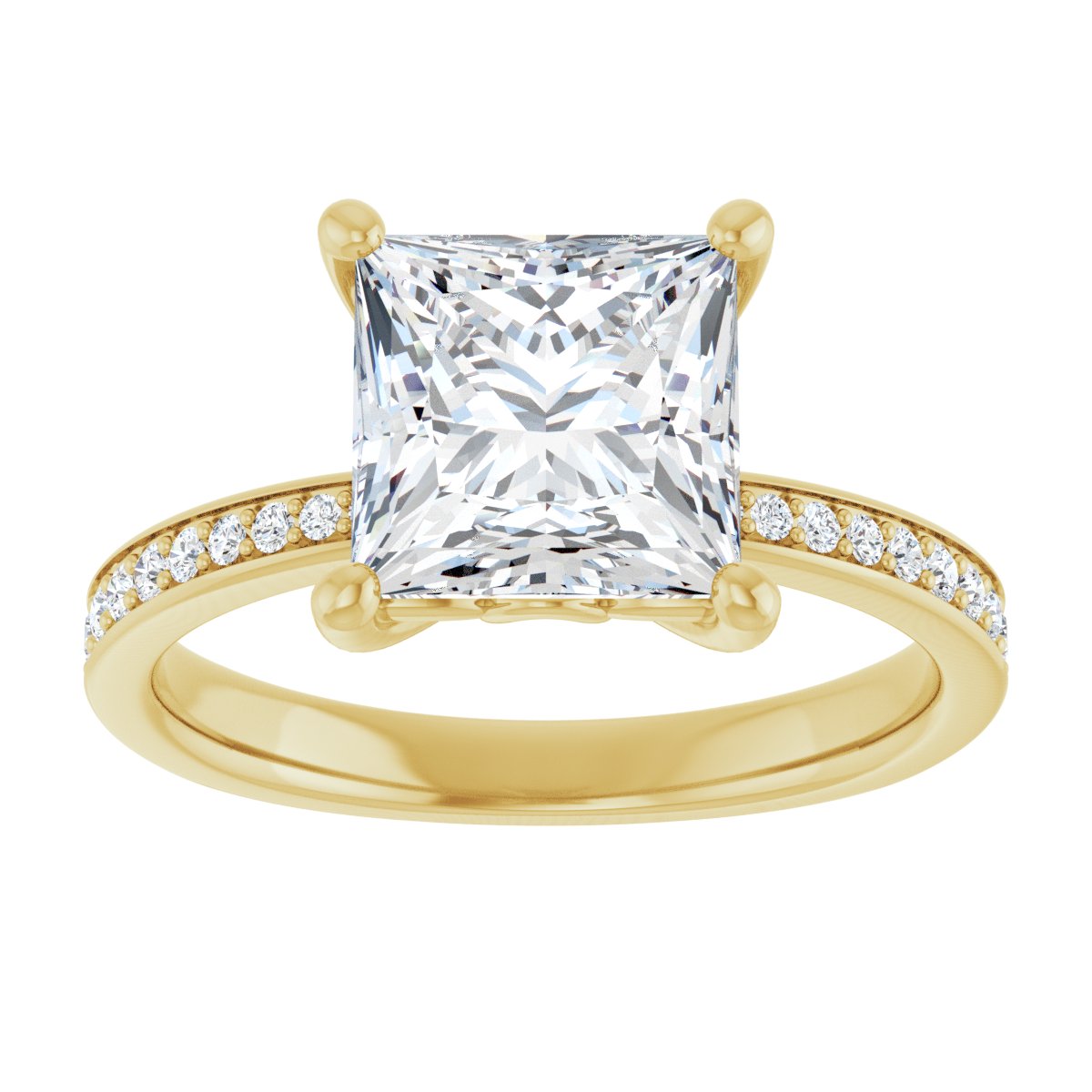 Semi-Set 1/4 CTW Square Engagement Ring (7.5 X 7.5 Mm) - gallery - Series 124170