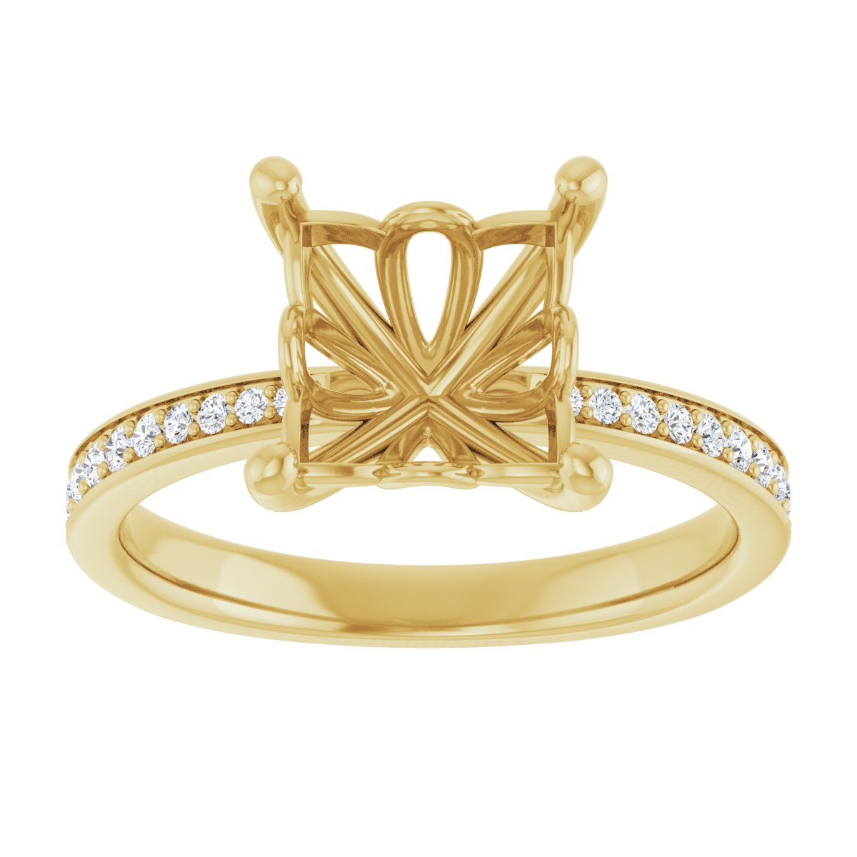 Semi-Set 1/4 CTW Square Engagement Ring (7.5 X 7.5 Mm) - gallery - Series 124170