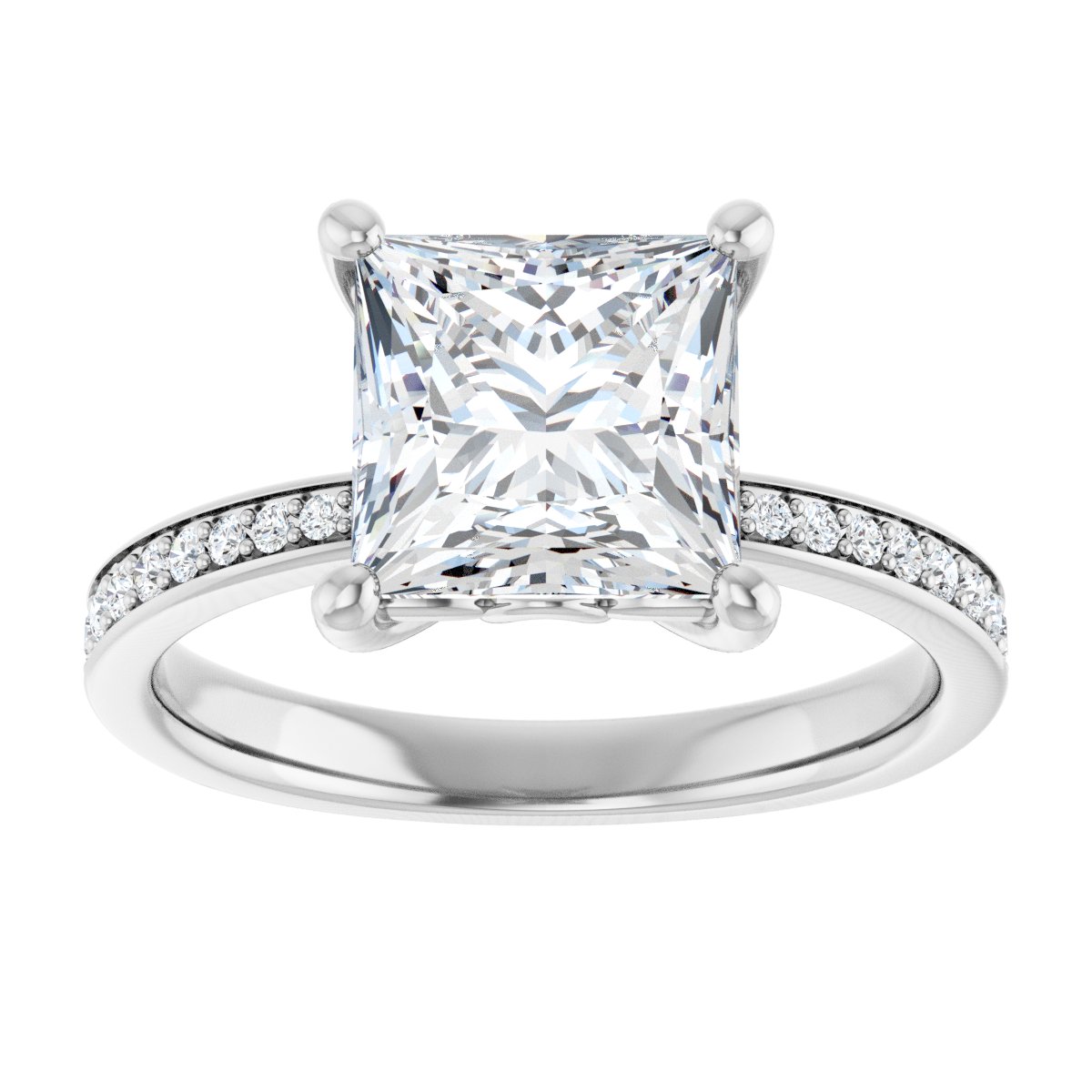 Semi-Set 1/4 CTW Square Engagement Ring (7.5 X 7.5 Mm) - gallery - Series 124170