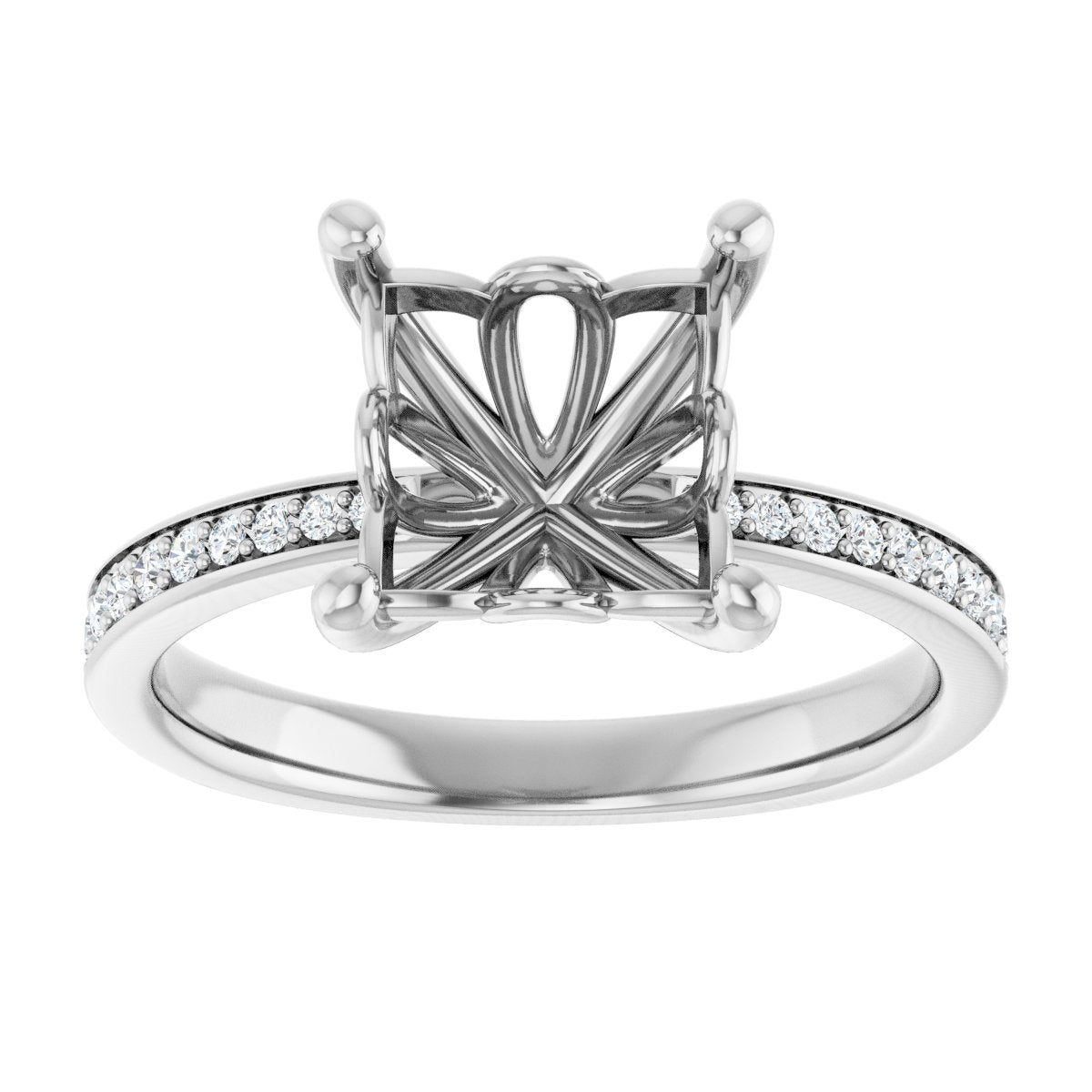 Semi-Set 1/4 CTW Square Engagement Ring (7.5 X 7.5 Mm) - gallery - Series 124170