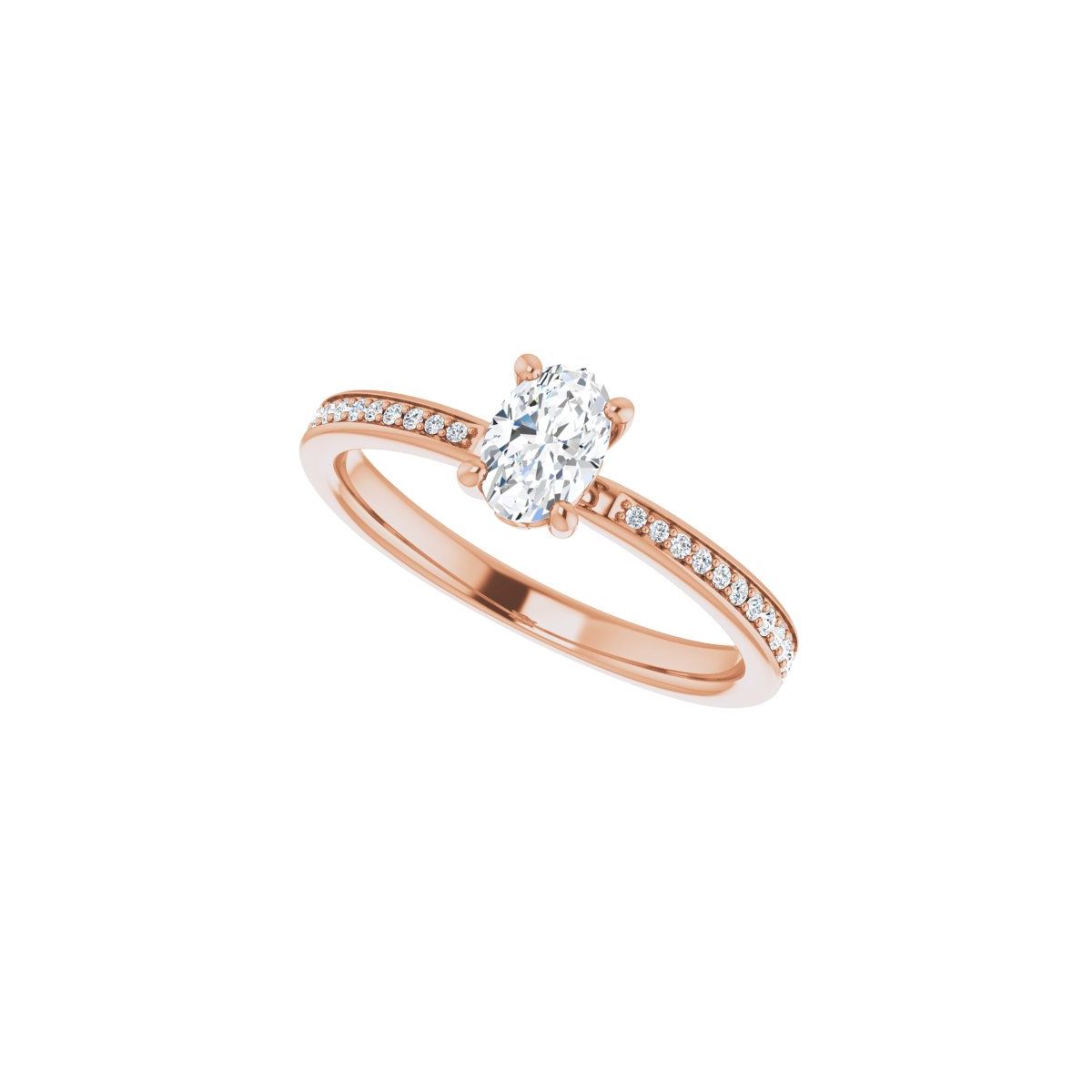 Semi-Set 1/6 CTW Oval Engagement Ring (6 X 4 Mm) - gallery - Series 124170