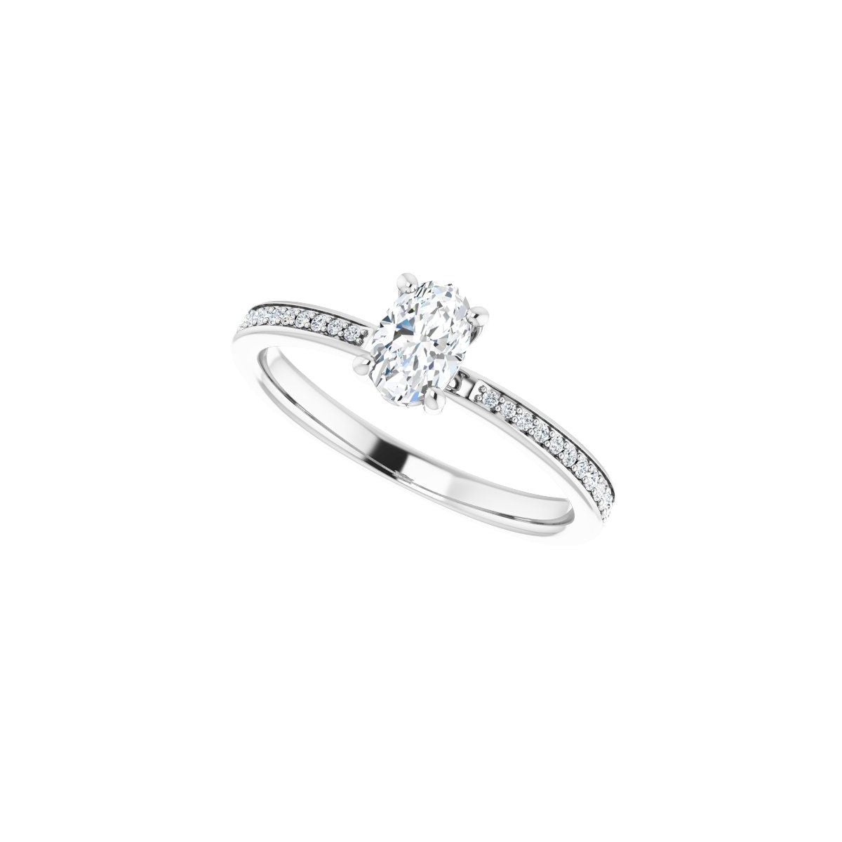 Semi-Set 1/6 CTW Oval Engagement Ring (6 X 4 Mm) - gallery - Series 124170