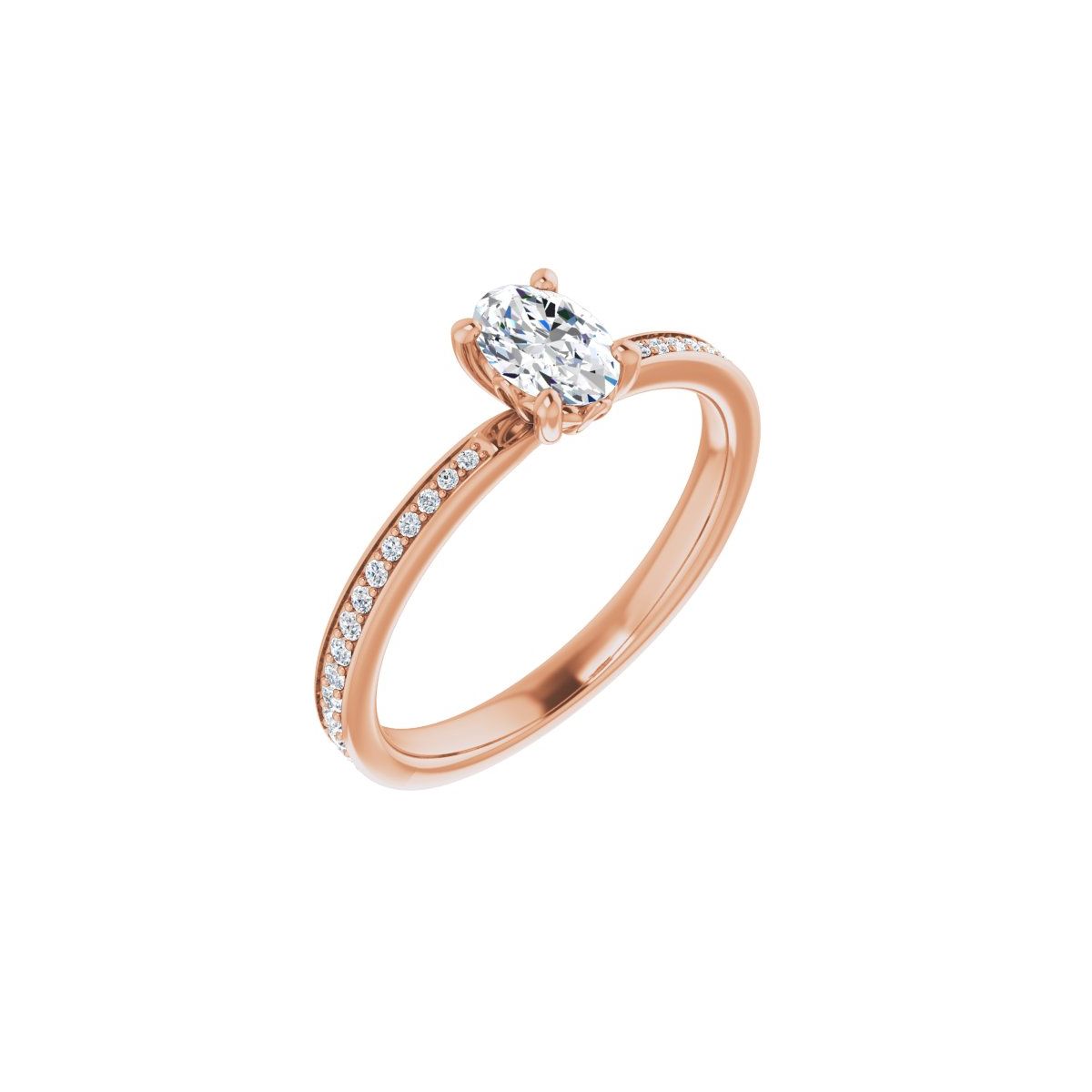 Natural Diamond Semi-Set 1/6 CTW Oval Engagement Ring (6 X 4 Mm) - 14K Gold - Series 124170