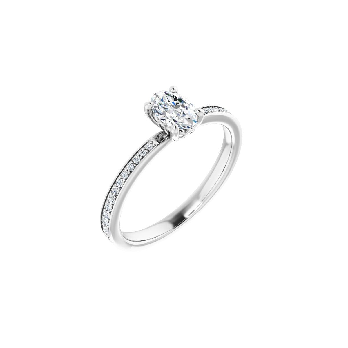 Natural Diamond Semi-Set 1/6 CTW Oval Engagement Ring (6 X 4 Mm) - 14K Gold - Series 124170