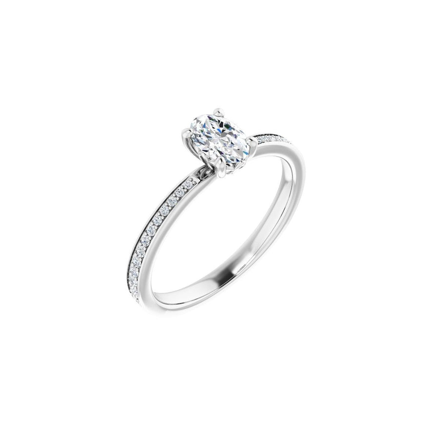 Natural Diamond Semi-Set 1/6 CTW Oval Engagement Ring (6 X 4 Mm) - 14K Gold - Series 124170