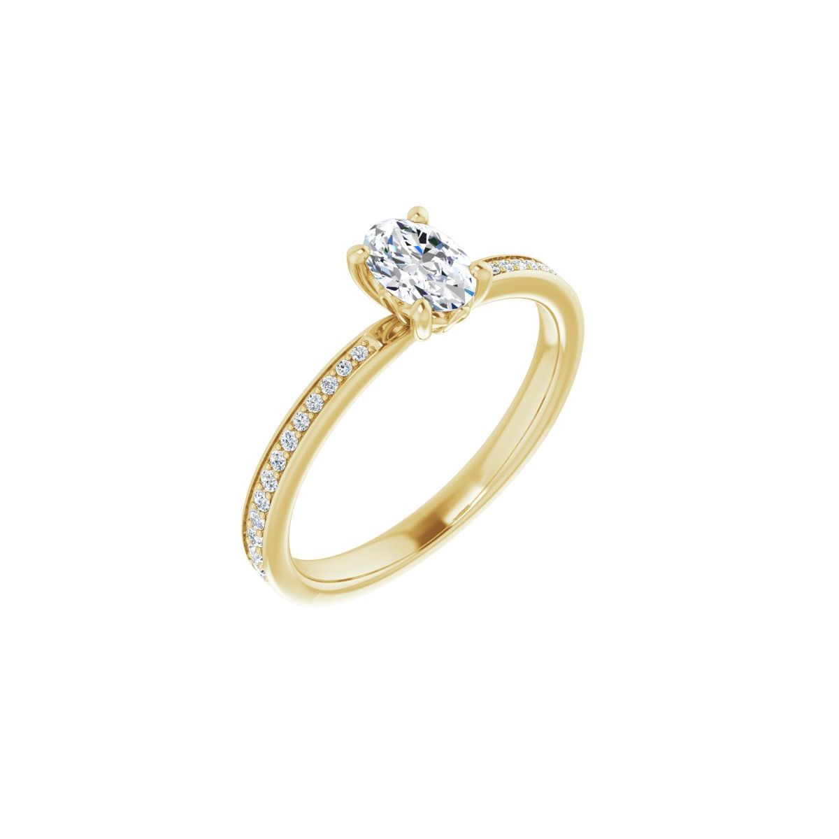 Natural Diamond Semi-Set 1/6 CTW Oval Engagement Ring (6 X 4 Mm) - 14K Gold - Series 124170