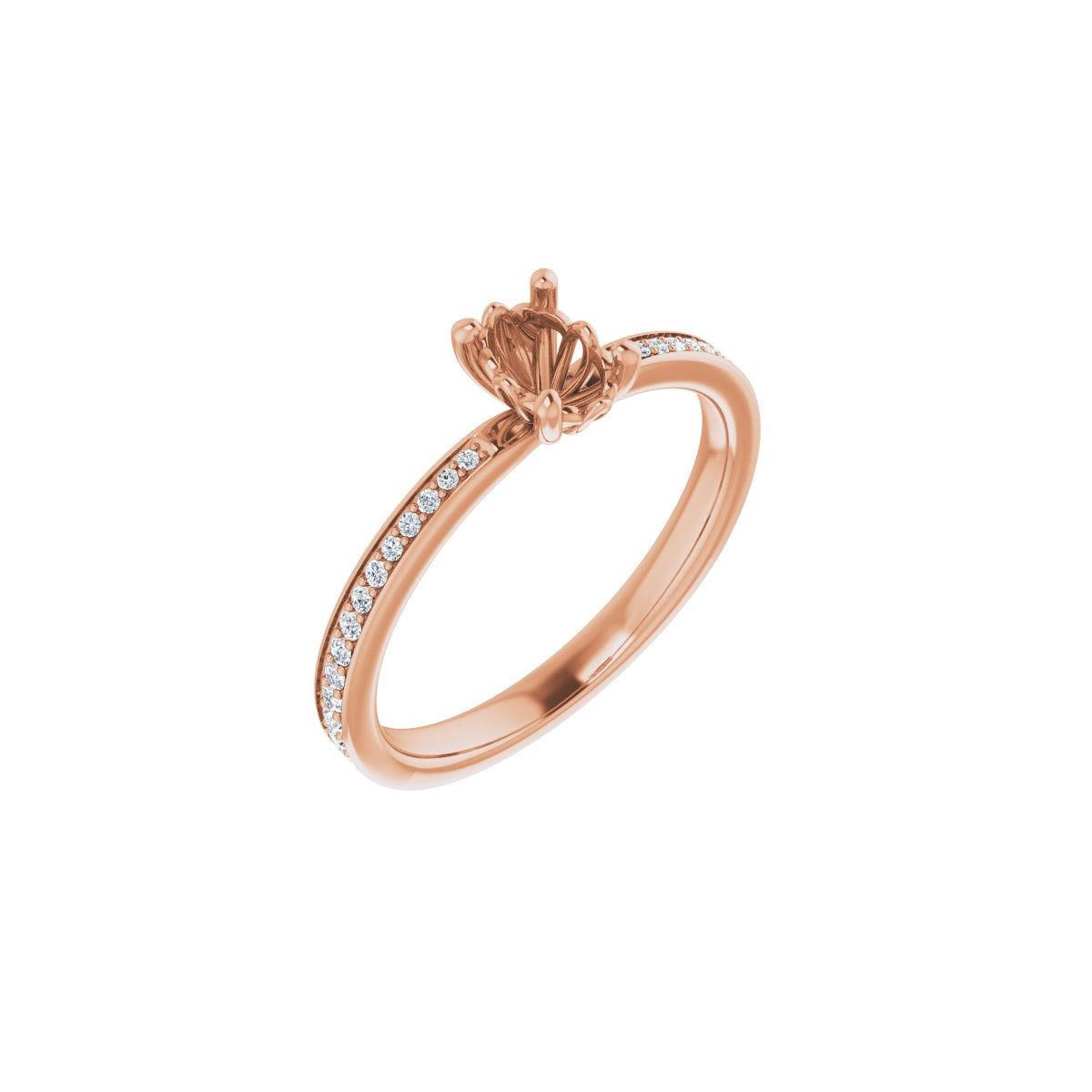 Semi-Set 1/6 CTW Oval Engagement Ring (6 X 4 Mm) - gallery - Series 124170