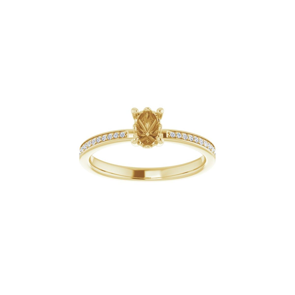 Semi-Set 1/6 CTW Oval Engagement Ring (6 X 4 Mm) - gallery - Series 124170