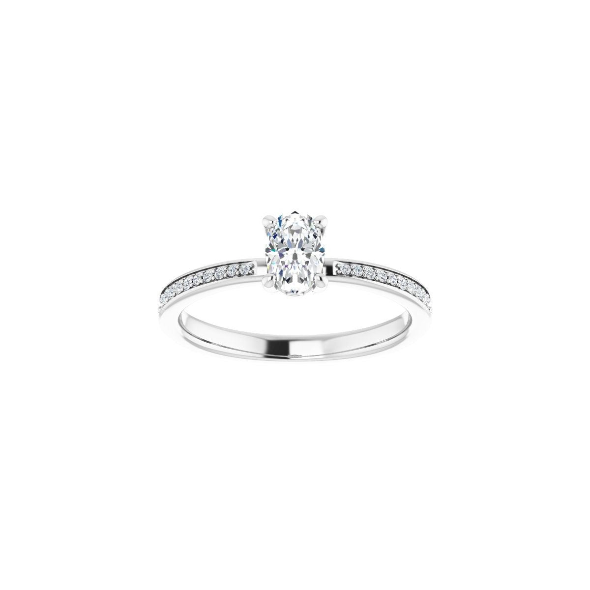Semi-Set 1/6 CTW Oval Engagement Ring (6 X 4 Mm) - gallery - Series 124170