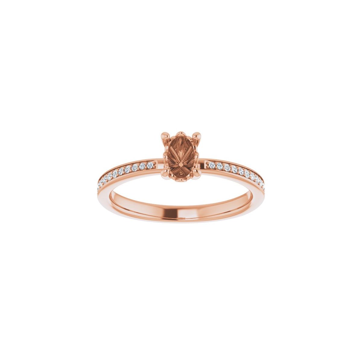 Semi-Set 1/6 CTW Oval Engagement Ring (6 X 4 Mm) - gallery - Series 124170