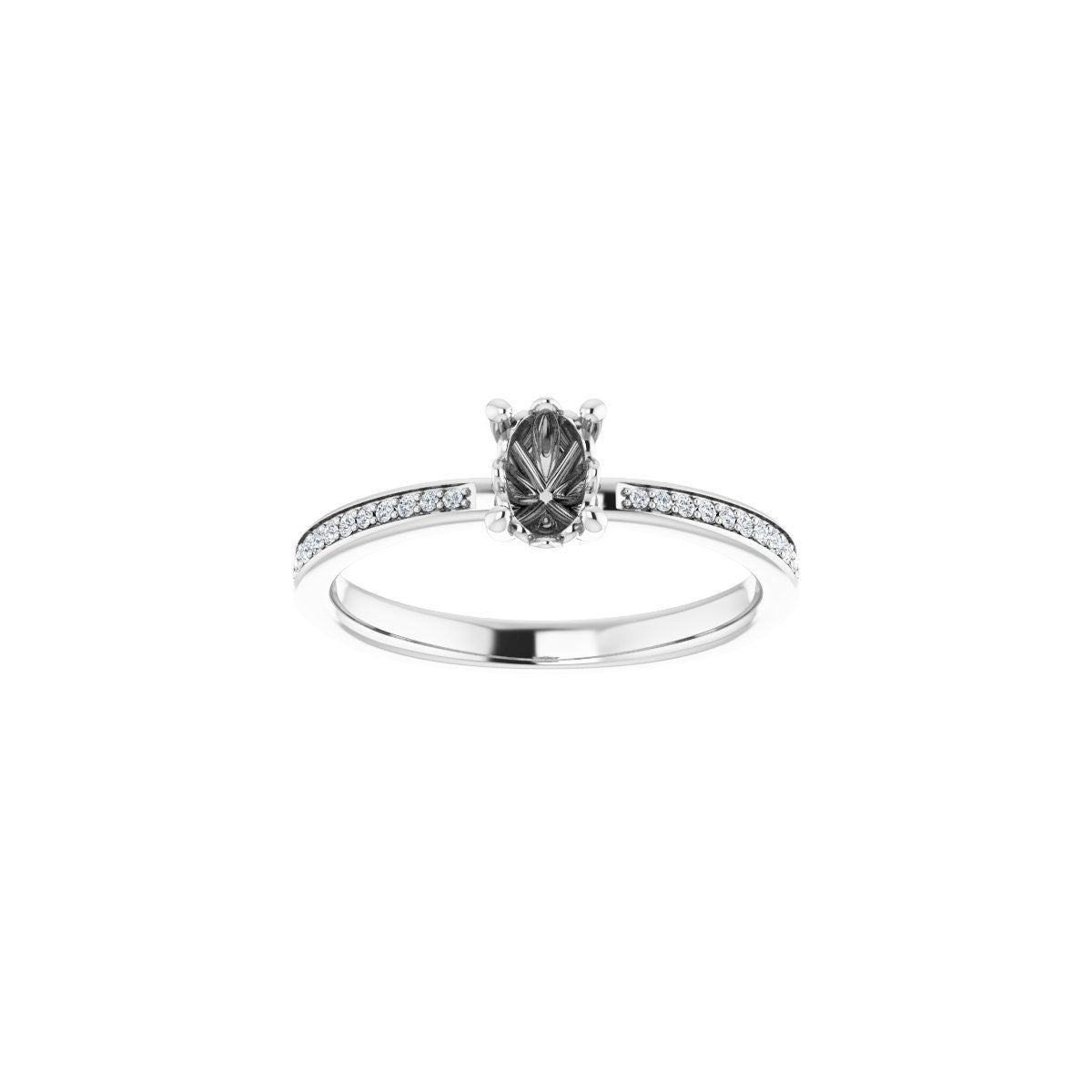 Semi-Set 1/6 CTW Oval Engagement Ring (6 X 4 Mm) - gallery - Series 124170