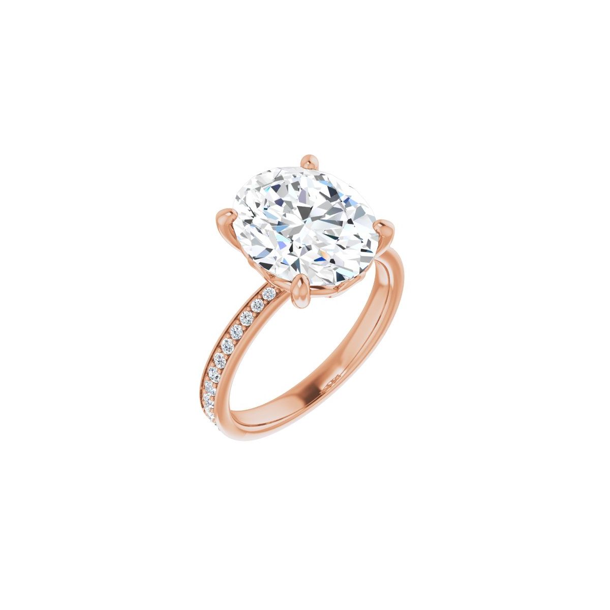Natural Diamond Semi-Set 1/3 CTW Oval Engagement Ring (12 X 10 Mm) - 14K Gold - Series 124170