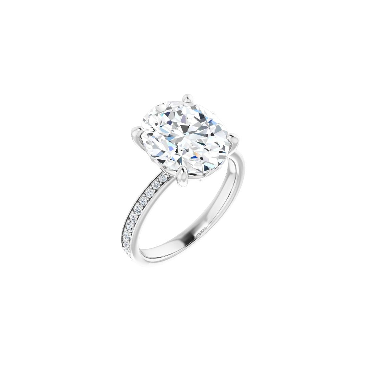 Natural Diamond Semi-Set 1/3 CTW Oval Engagement Ring (12 X 10 Mm) - 14K Gold - Series 124170