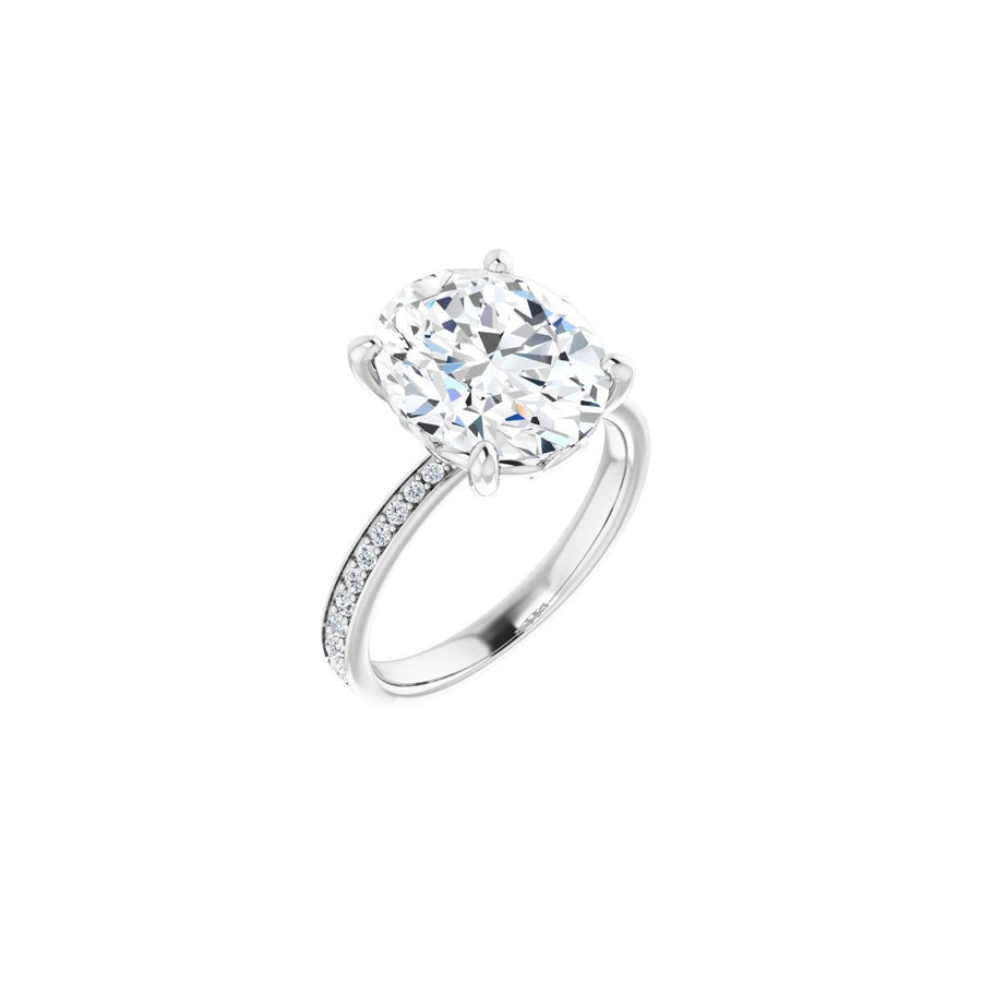 Natural Diamond Semi-Set 1/3 CTW Oval Engagement Ring (12 X 10 Mm) - 14K Gold - Series 124170