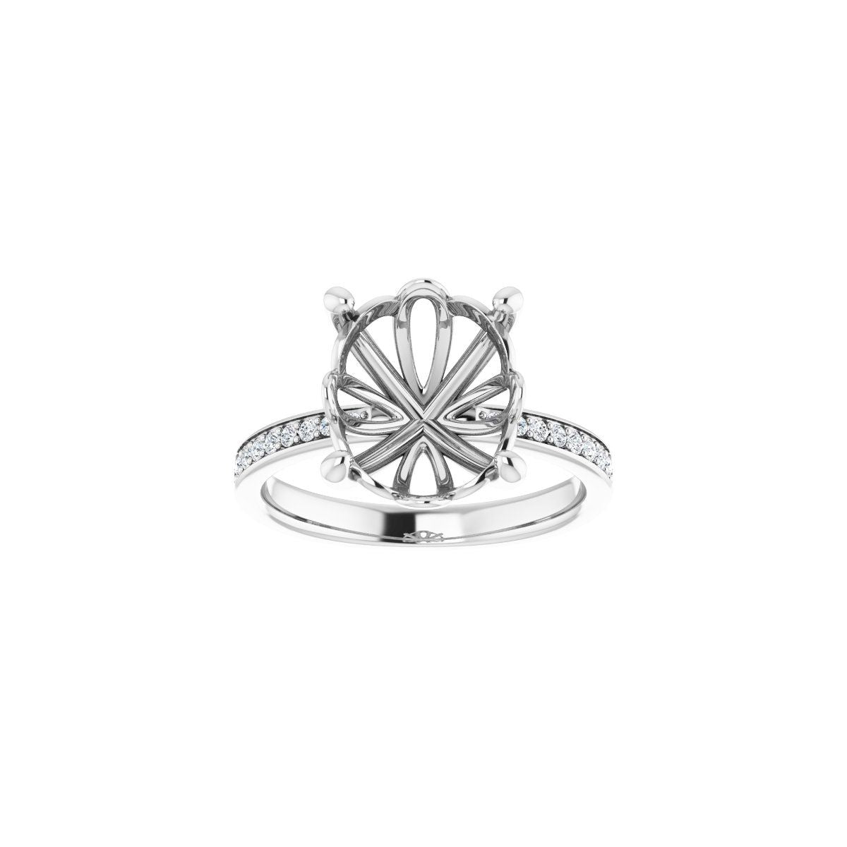 Semi-Set 1/3 CTW Oval Engagement Ring (12 X 10 Mm) - gallery - Series 124170