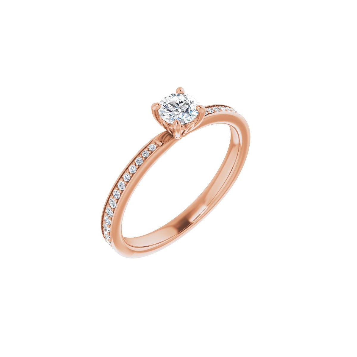 Natural Diamond Semi-Set 1/6 CTW Round Engagement Ring (4.1 Mm) - 14K Gold - Series 124170