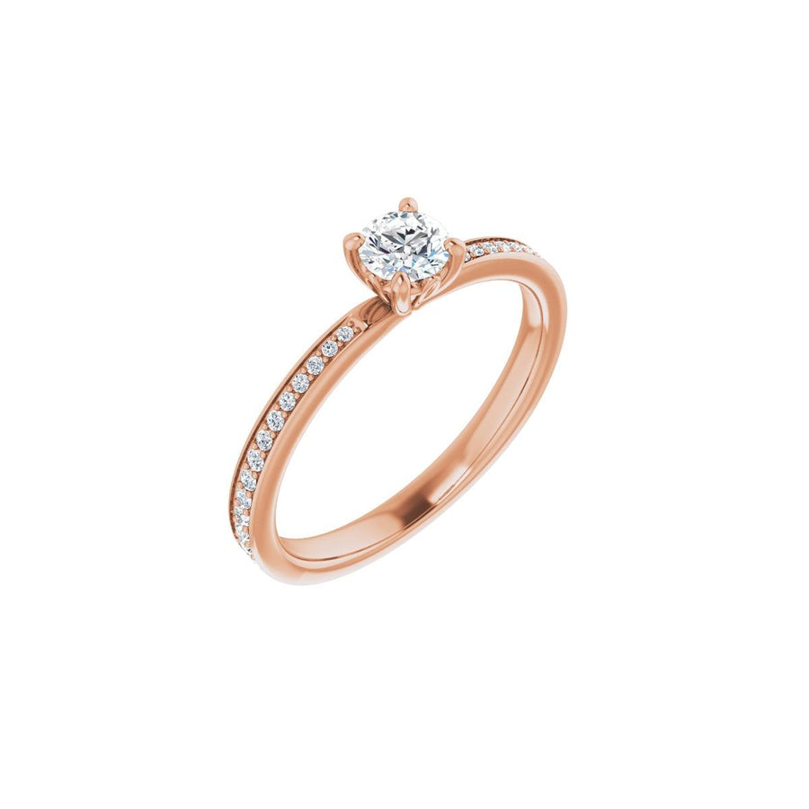 Natural Diamond Semi-Set 1/6 CTW Round Engagement Ring (4.1 Mm) - 14K Gold - Series 124170