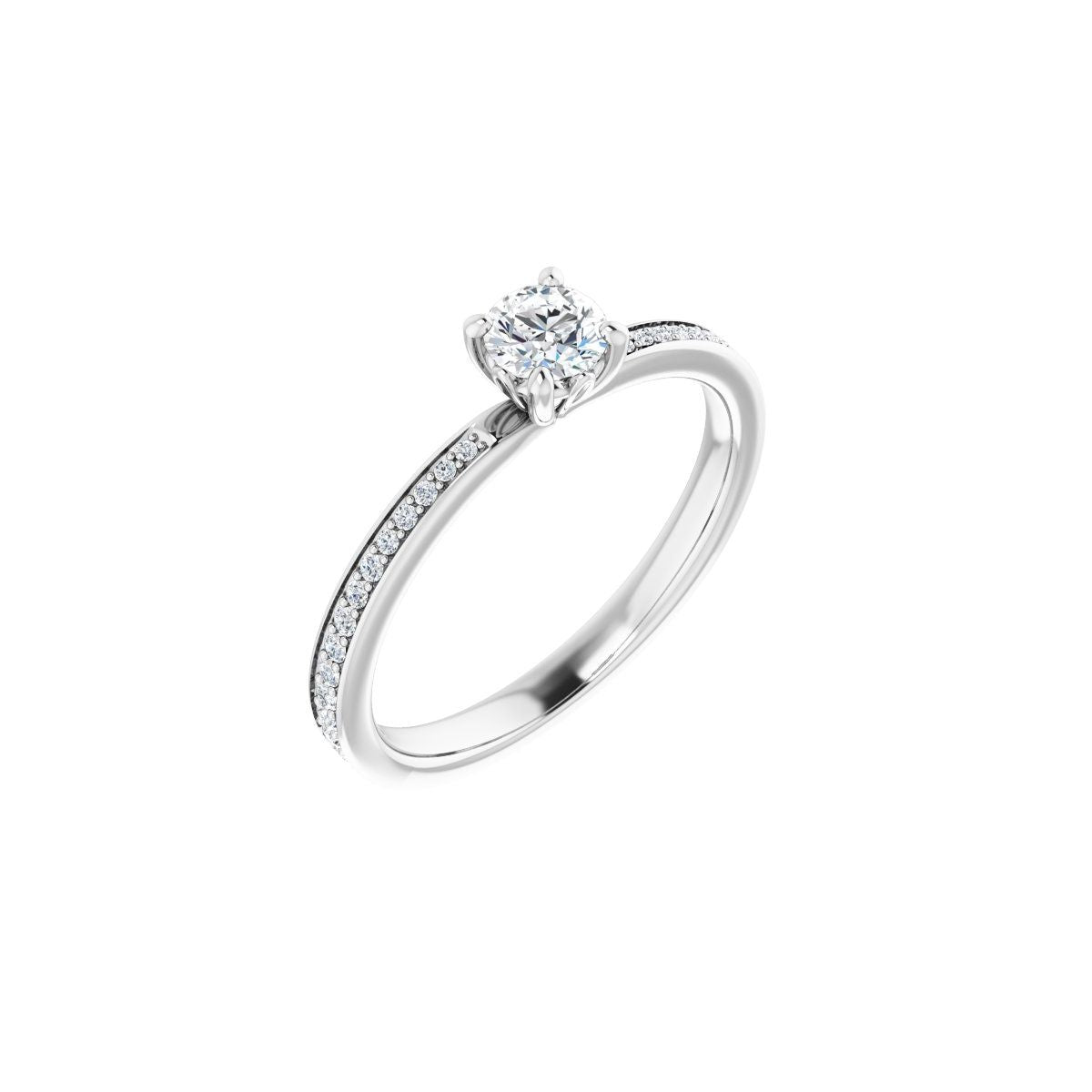 Natural Diamond Semi-Set 1/6 CTW Round Engagement Ring (4.1 Mm) - 14K Gold - Series 124170