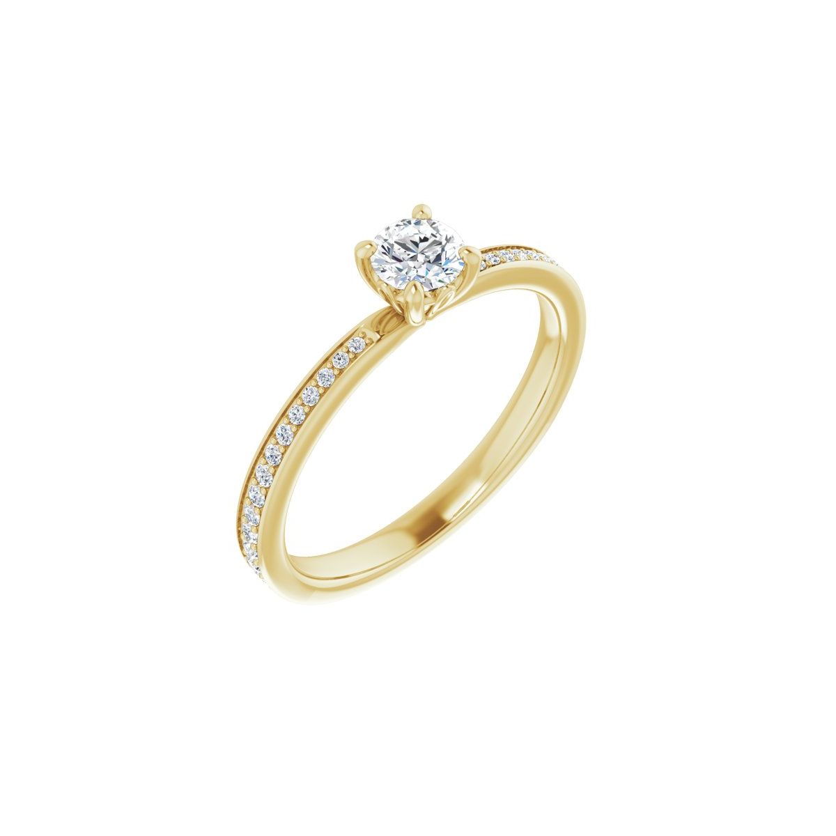Natural Diamond Semi-Set 1/6 CTW Round Engagement Ring (4.1 Mm) - 14K Gold - Series 124170