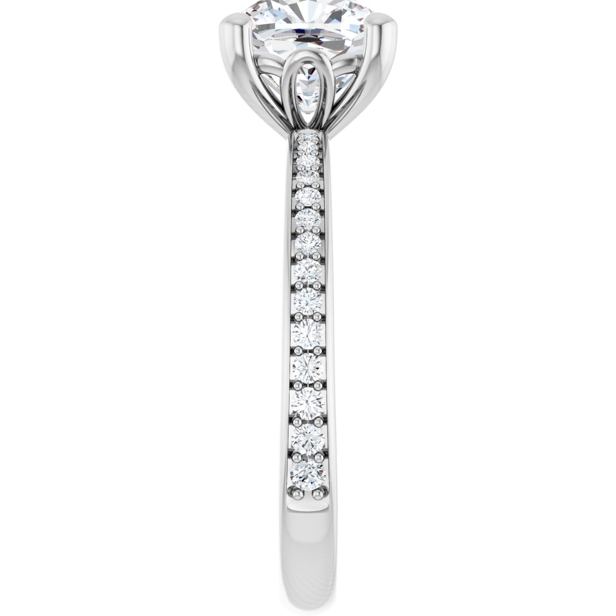 Semi-Set 1/5 CTW Cushion Engagement Ring (7 X 7 Mm) - gallery - Series 124170
