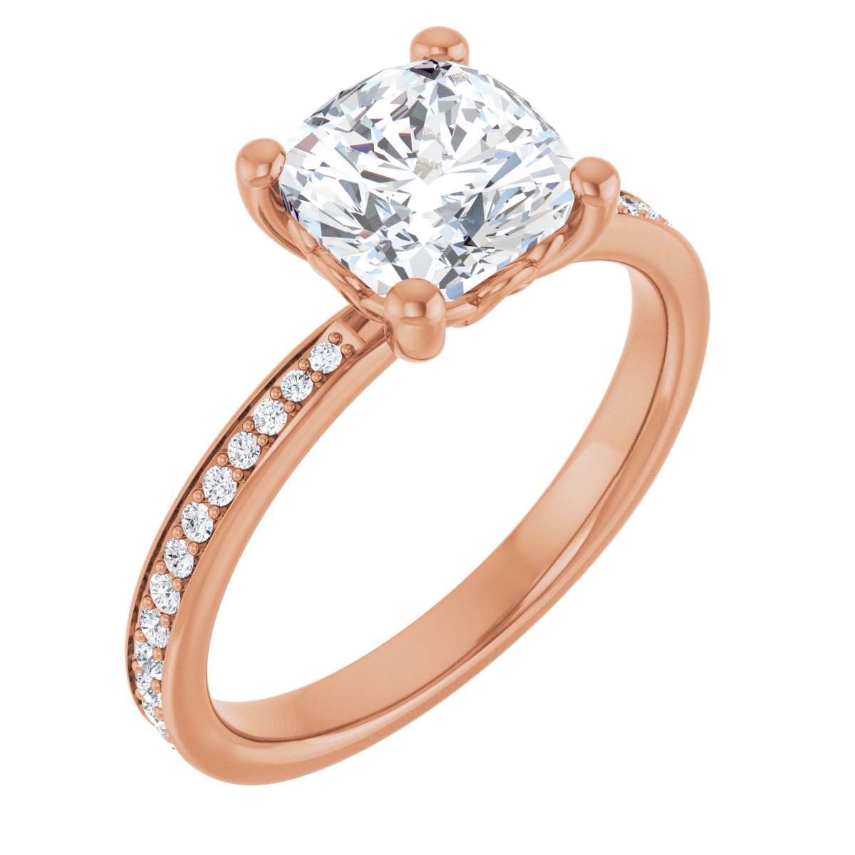 Natural Diamond Semi-Set 1/5 CTW Cushion Engagement Ring (7 X 7 Mm) - 14K Gold - Series 124170
