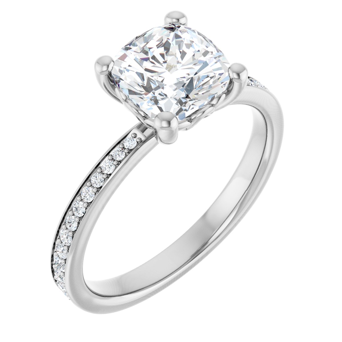 Natural Diamond Semi-Set 1/5 CTW Cushion Engagement Ring (7 X 7 Mm) - 14K Gold - Series 124170