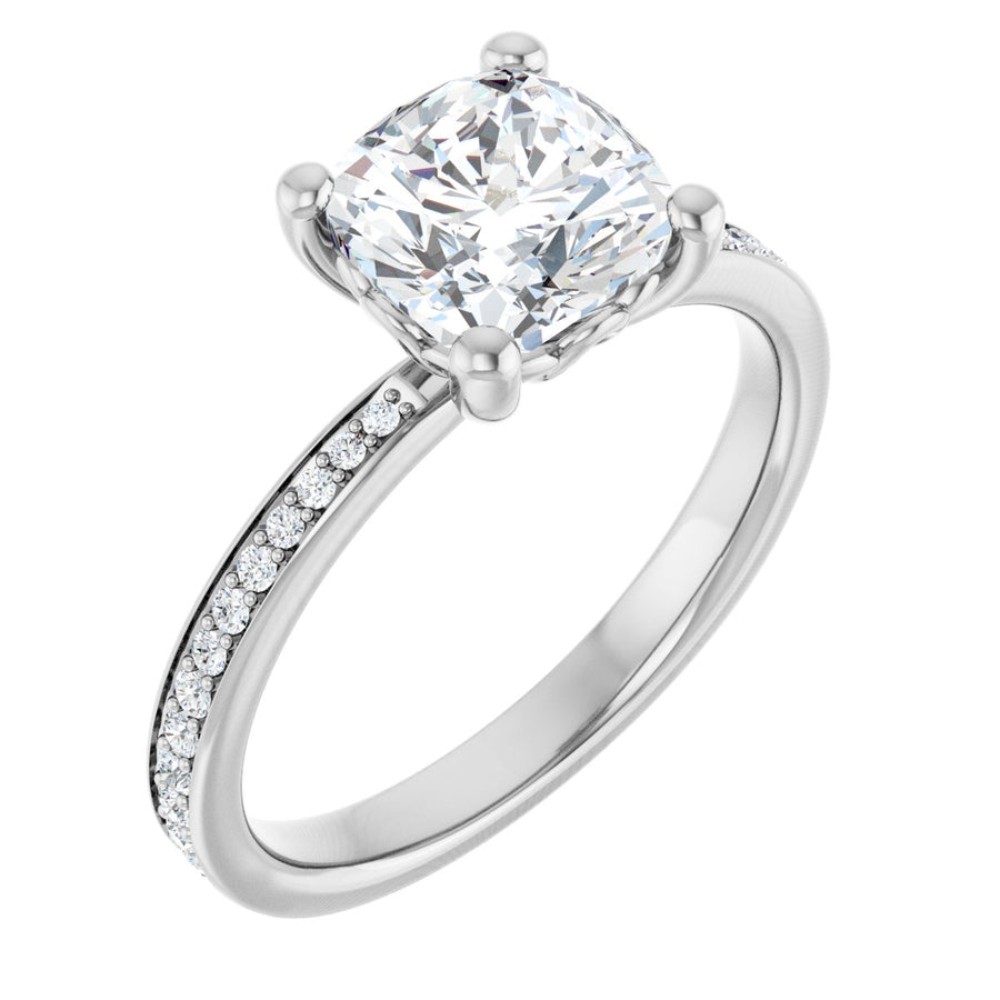 Natural Diamond Semi-Set 1/5 CTW Cushion Engagement Ring (7 X 7 Mm) - 14K Gold - Series 124170