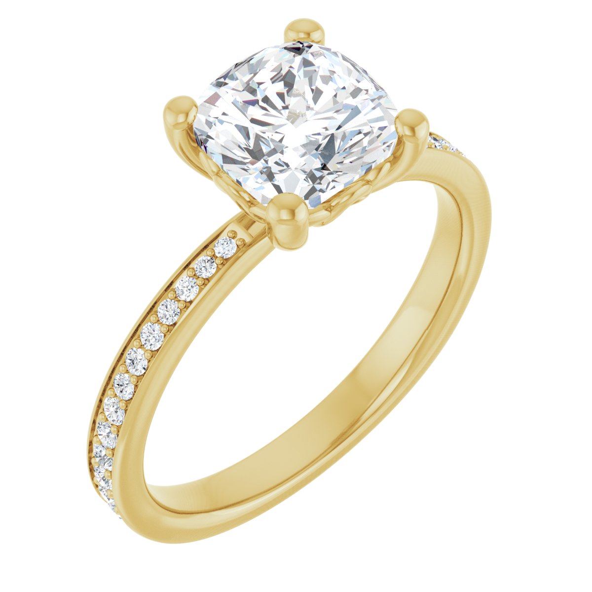 Natural Diamond Semi-Set 1/5 CTW Cushion Engagement Ring (7 X 7 Mm) - 14K Gold - Series 124170