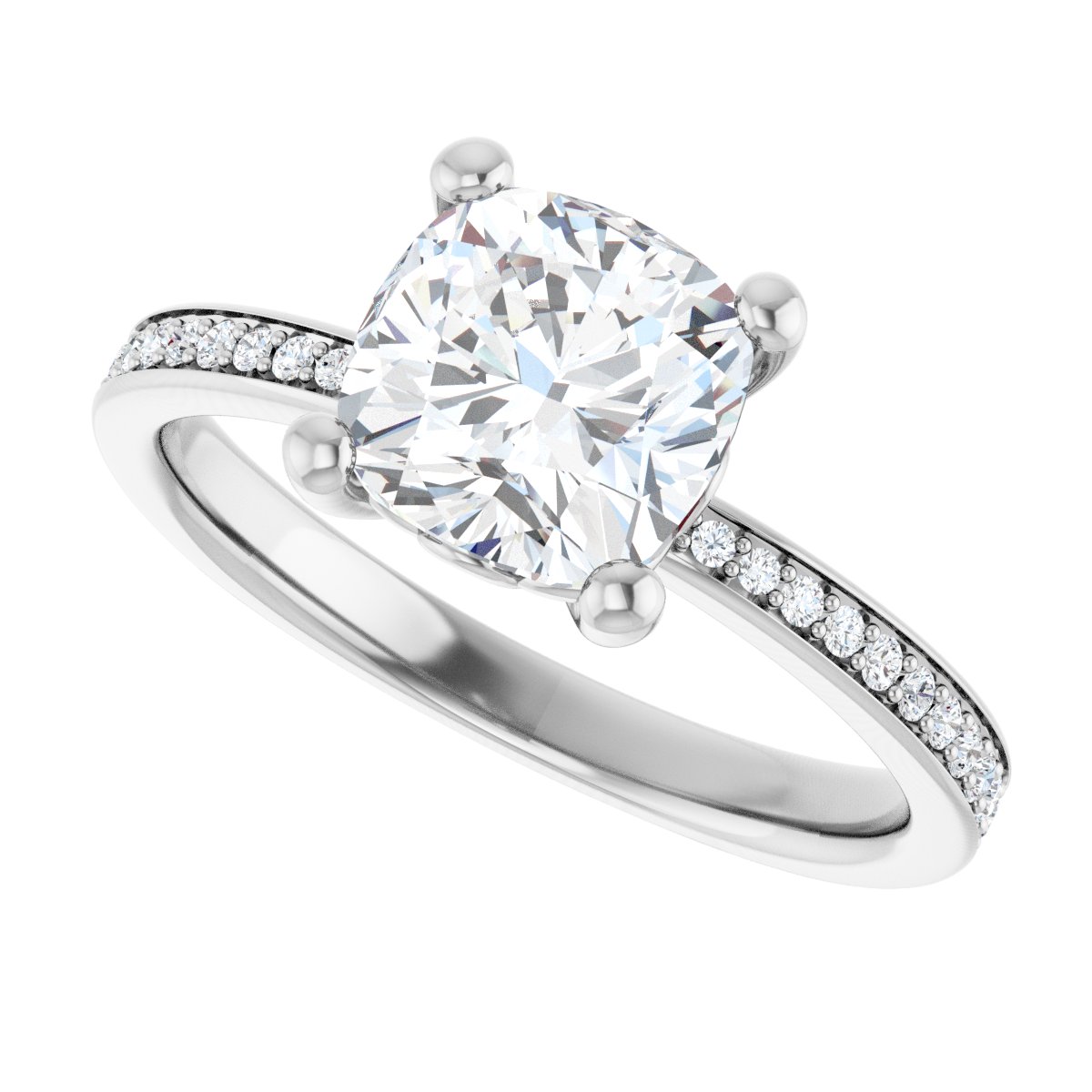 Semi-Set 1/5 CTW Cushion Engagement Ring (7 X 7 Mm) - gallery - Series 124170