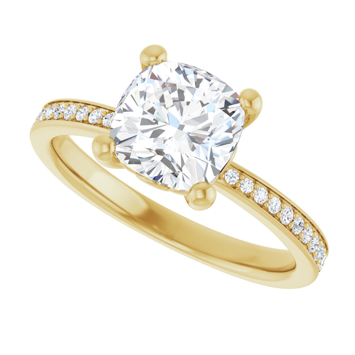 Semi-Set 1/5 CTW Cushion Engagement Ring (7 X 7 Mm) - gallery - Series 124170